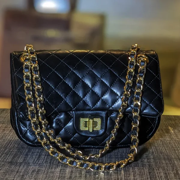 Black Quilted Leather Crossbody Bag For Girls Main Image is for sale in Australia