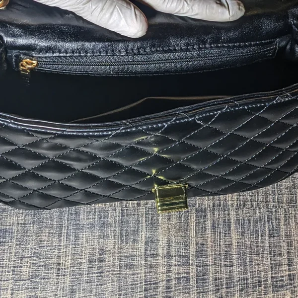 Black Quilted Leather Crossbody Bag For Girls Back Inner view is for sale in Australia