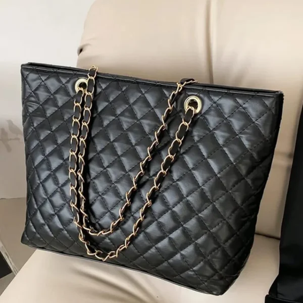 Quilted Leather Tote Bag for university girls and Moms
